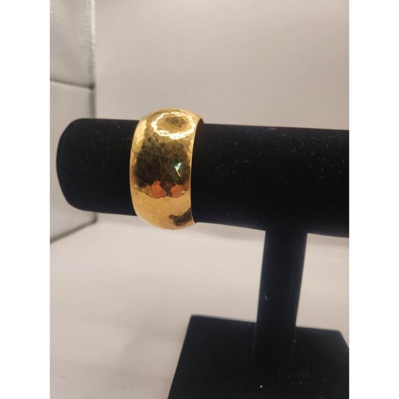 Monet Gold Tone Hammered Finish Wide Cuff Bracelet - Picture 2 of 4